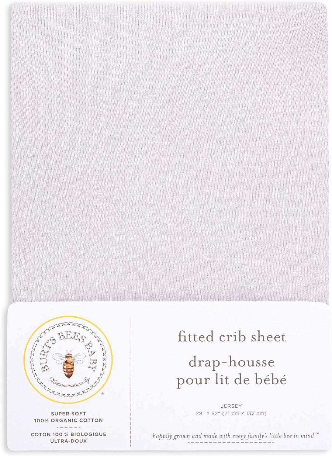 Burt's Bees Baby - Fitted Crib Sheet, Solid Color, 100% Organic Cotton Crib Sheet for Standard Crib and Toddler Mattresses (Heather Grey) , 28x52 Inch (Pack of 1)