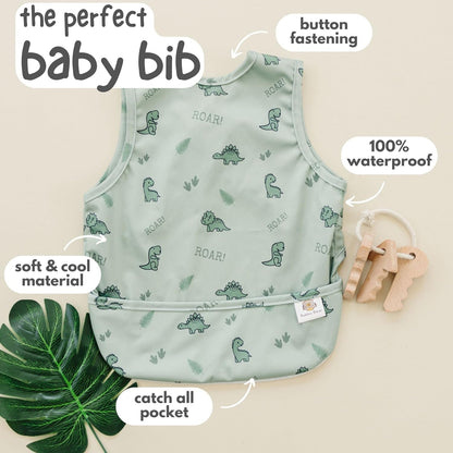 Bubba Bear Baby Bib with Sleeves, Long Sleeve Toddler Feeding Apron Bibs for Eating & Lead Weaning, Mess Proof Full Sleeved