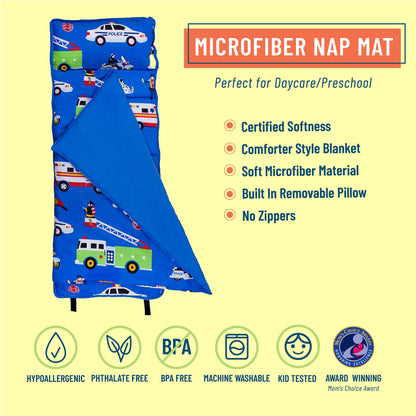 Wildkin Microfiber Nap Mat with Pillow for Toddler Boys and Girls, Measures 50 x 20 x 1.5 Inches, Ideal for Daycare and Preschool, Mom's Choice Award Winner (Jurassic Dinosaurs)