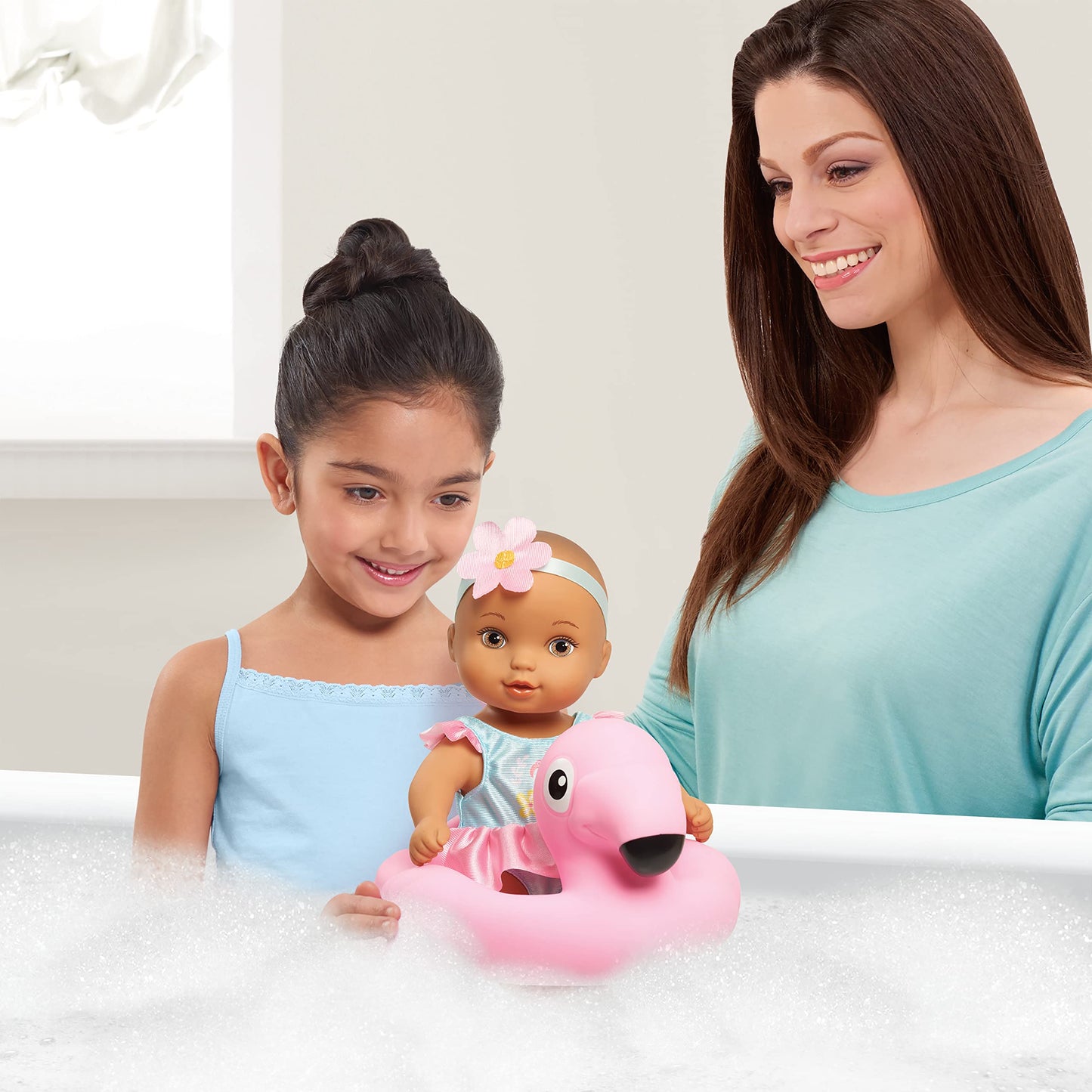 WaterBabies Doll Bathtime Fun Flamingo, Support a Partnership with charity: water, Water Filled Baby Doll, Kids Toys for Ages 3 Up by Just Play