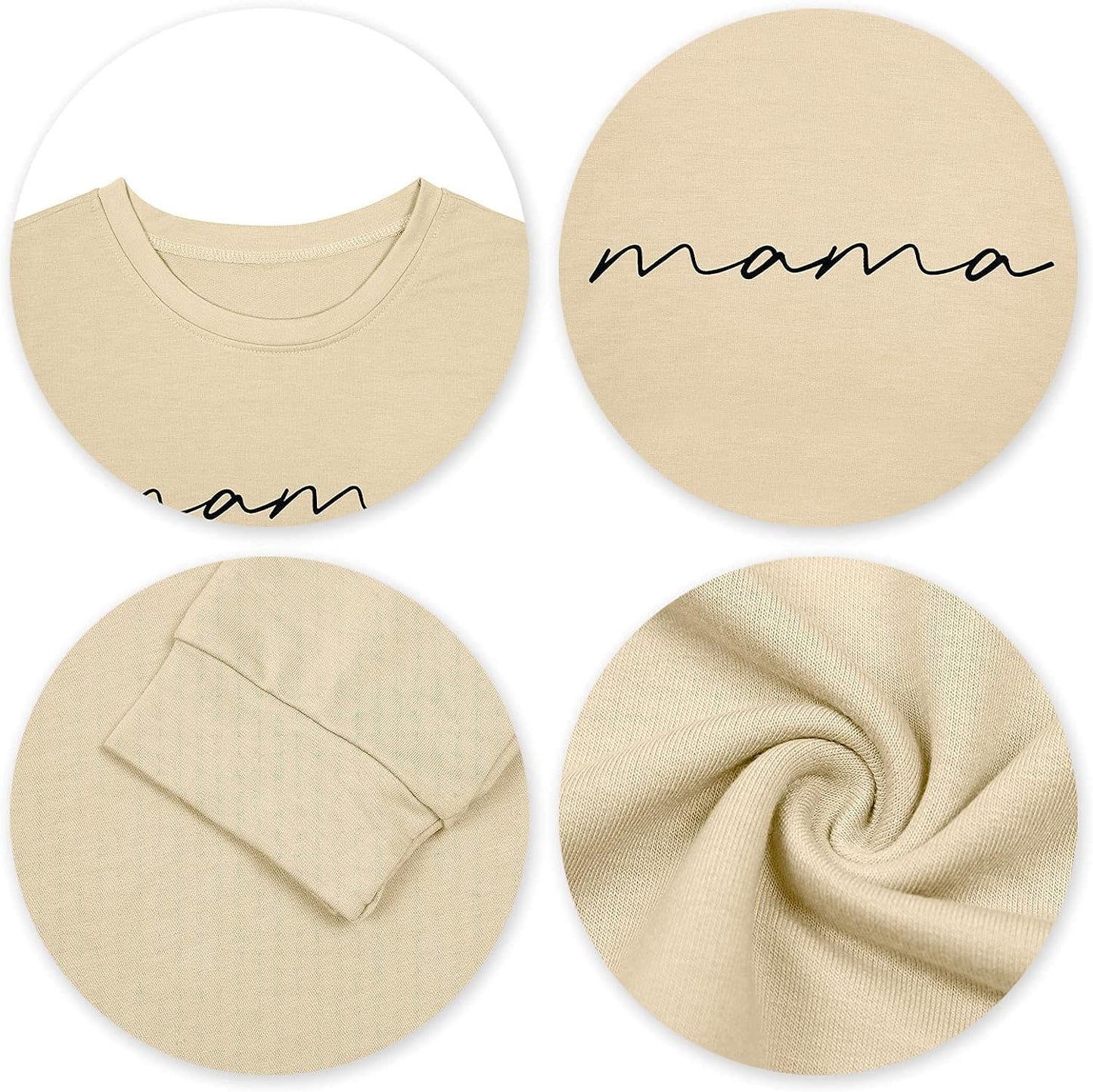 Womens Crewneck Sweatshirt Mama Letter Print Long Sleeve Loose Fashion Pullover Top