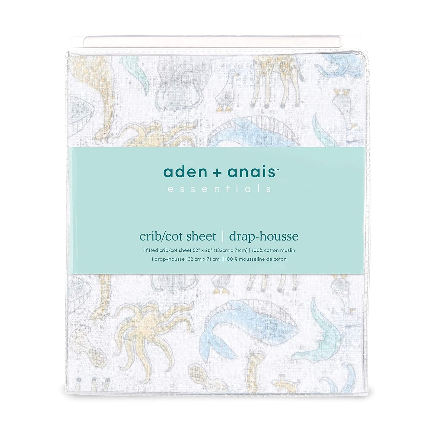 aden + anais Essentials Classic Crib Sheet, 100% Cotton Muslin, Super Soft & Breathable, Tailored Snug Fit, Flowers Bloom