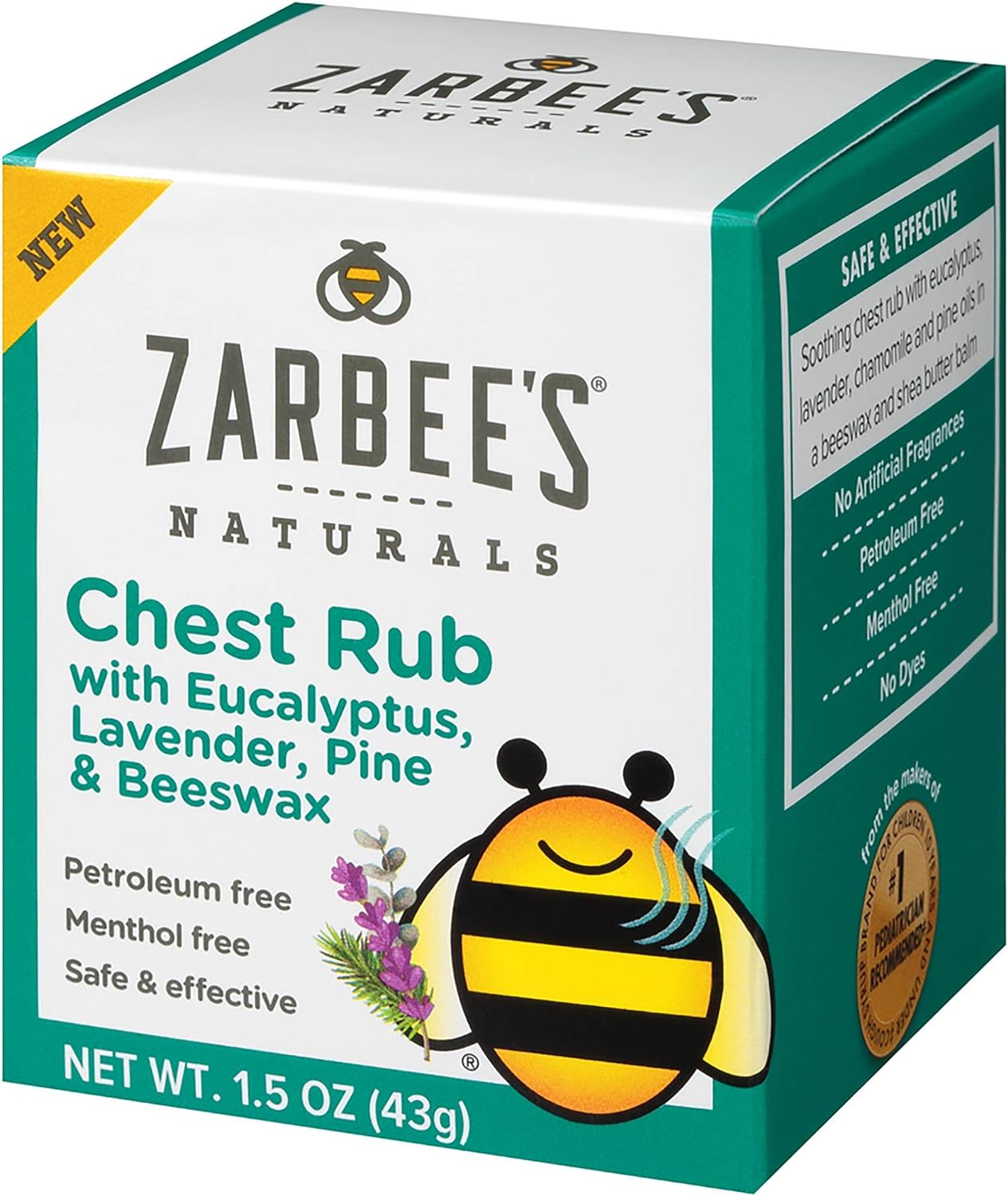 Zarbee's Baby Soothing Chest Rub with Eucalyptus & Lavender, Petroleum-Free Safe and Effective Formula, 1.5 Ounce