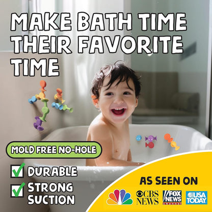 BUNMO Textured Suction Bath Toys 10pcs | Connect, Build, Create | No Mold Bath Toy | Hours of Fun & Creativity | Stimulating & Addictive Sensory Suction Toy | No Hole Bath Toy | Mold Free Bath Toys