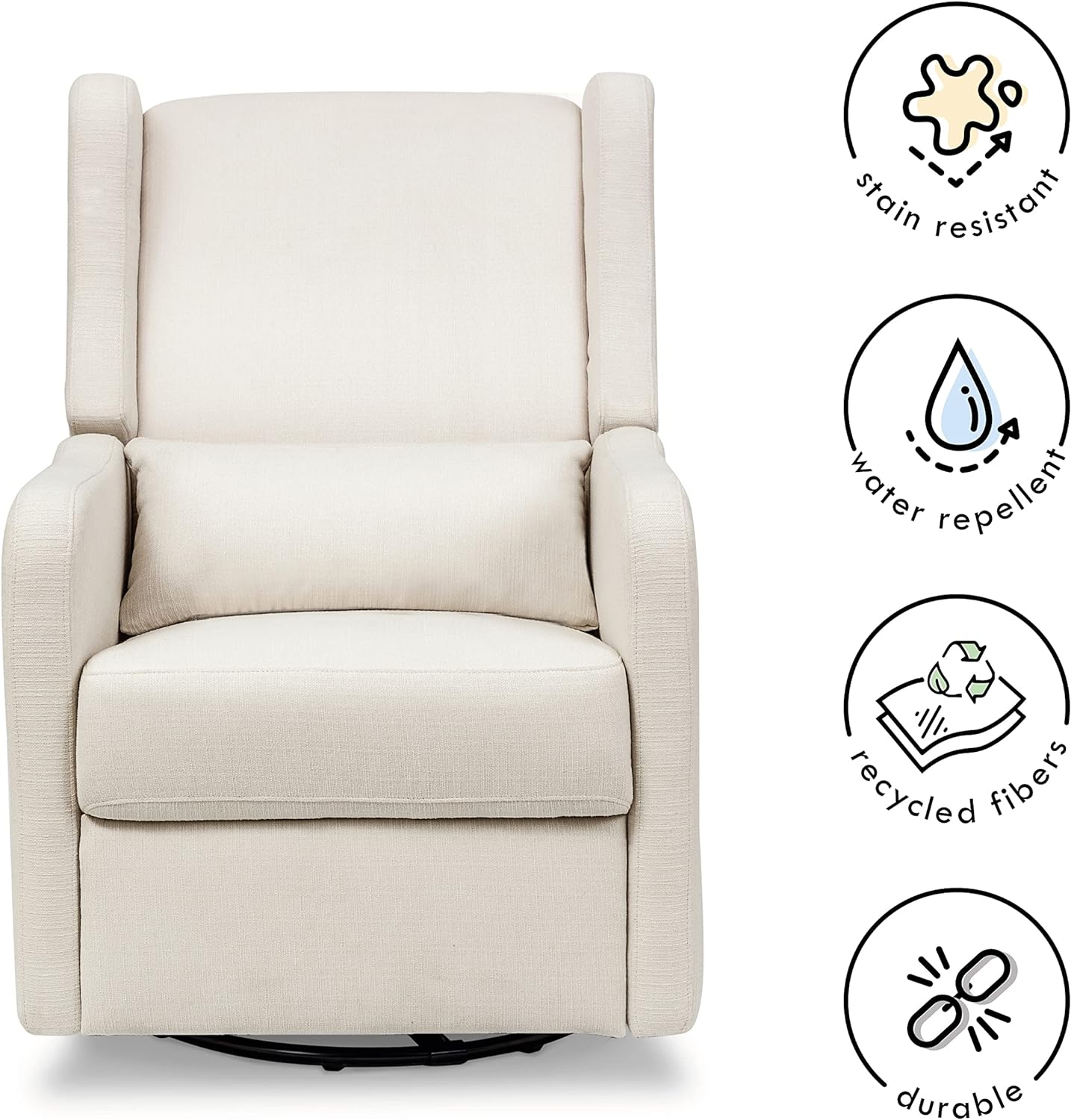 DaVinci Carter's Arlo Recliner and Swivel Glider, Water Repellent & Stain Resistant, Greenguard Gold & CertiPUR-US Certified, Performance Cream Linen