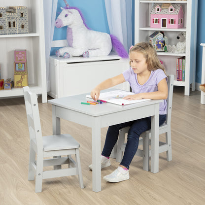 Melissa & Doug Solid Wood Table and 2 Chairs Set - Light Finish Furniture for Playroom,Blonde