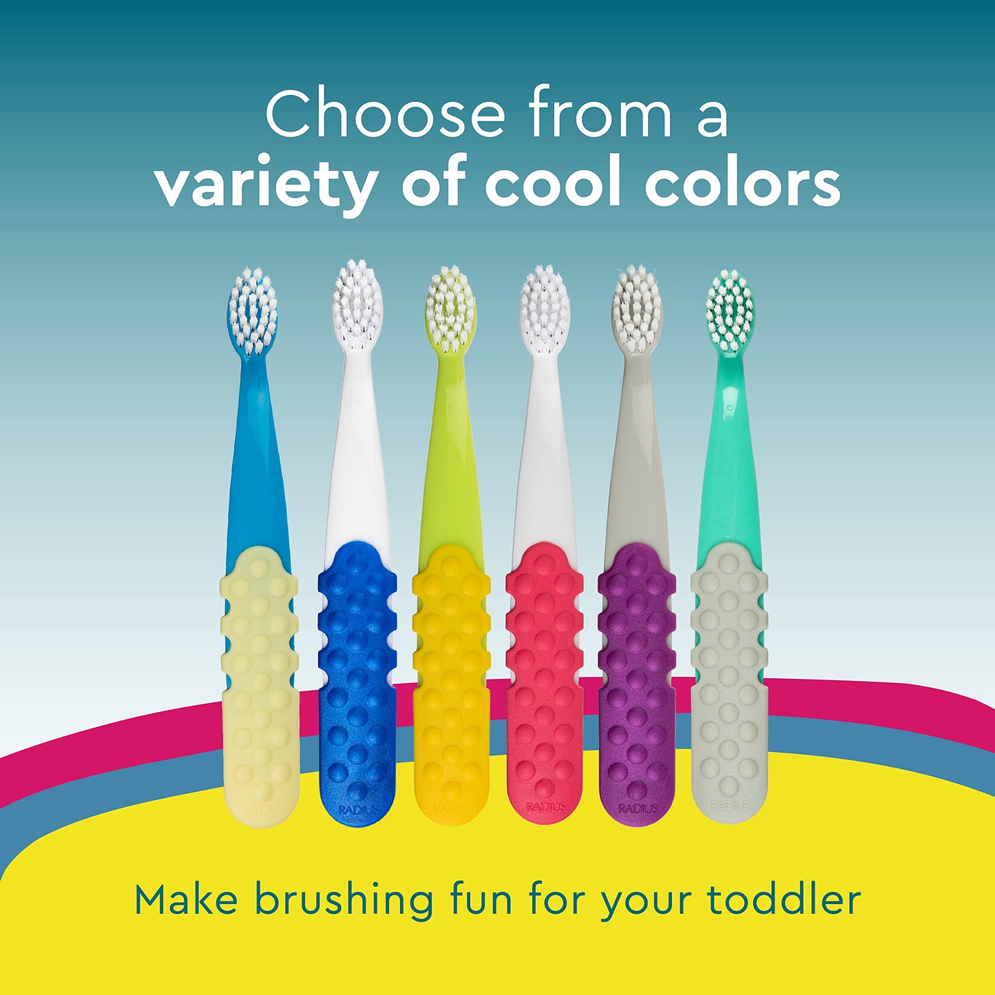 RADIUS Totz Plus Brush Kids Toothbrush Silky Soft BPA Free ADA Accepted Designed for Delicate Teeth & Gums for Children 3 Years & Up - Assorted - Pack of 3