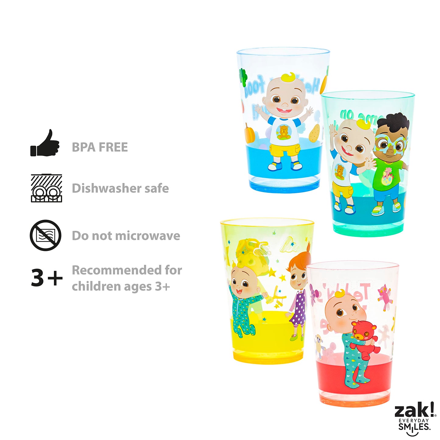 Zak Designs Bluey Nesting Tumbler Set Includes Durable Plastic Cups with Variety Artwork, Fun Drinkware is Perfect for Kids (14.5 oz, 4-Pack, Non-BPA)