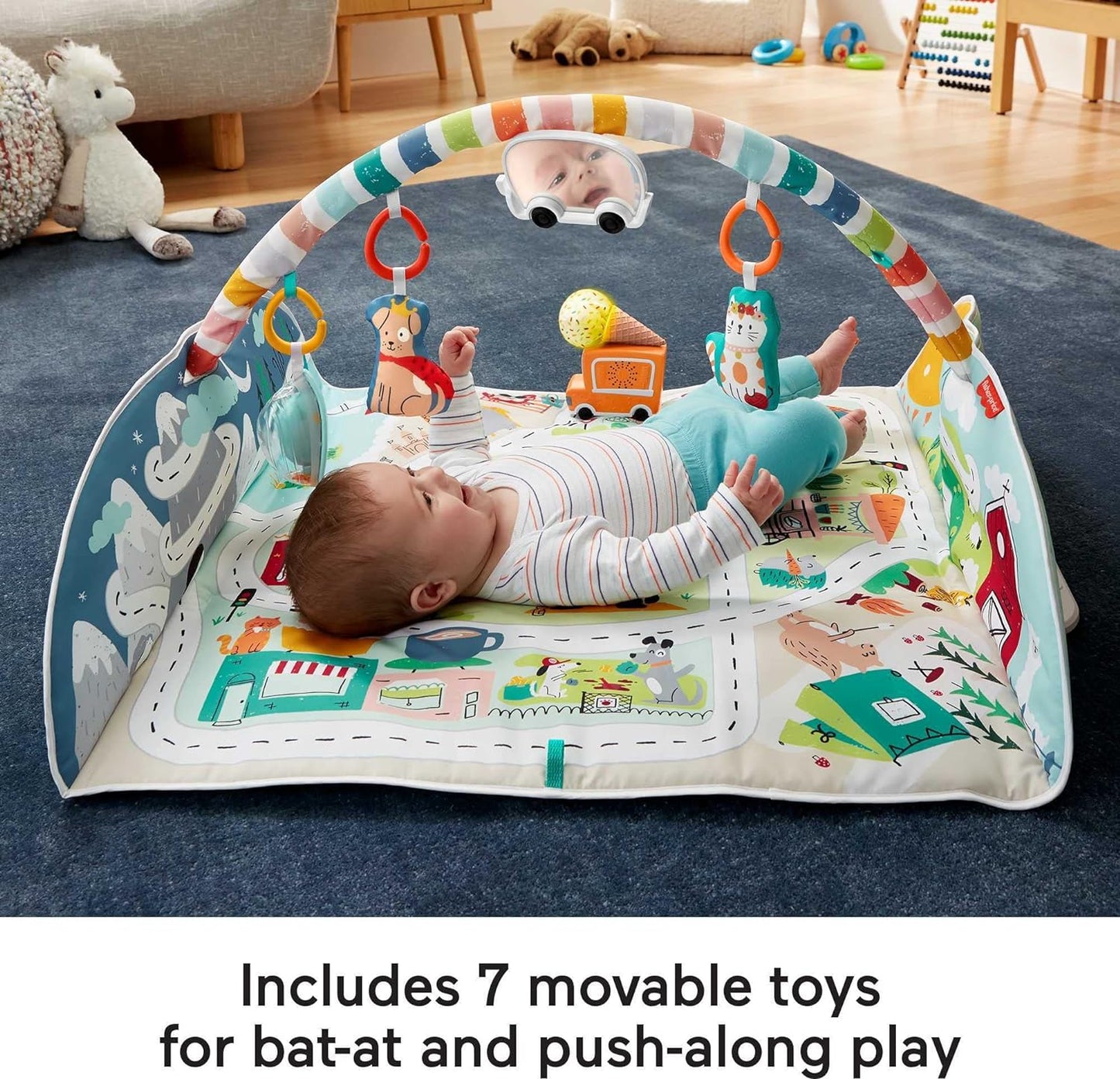 Fisher-Price Baby Large Activity City Gym to Jumbo Playmat with Music Lights Vehicles & Baby Toys for Infant to Toddler Play