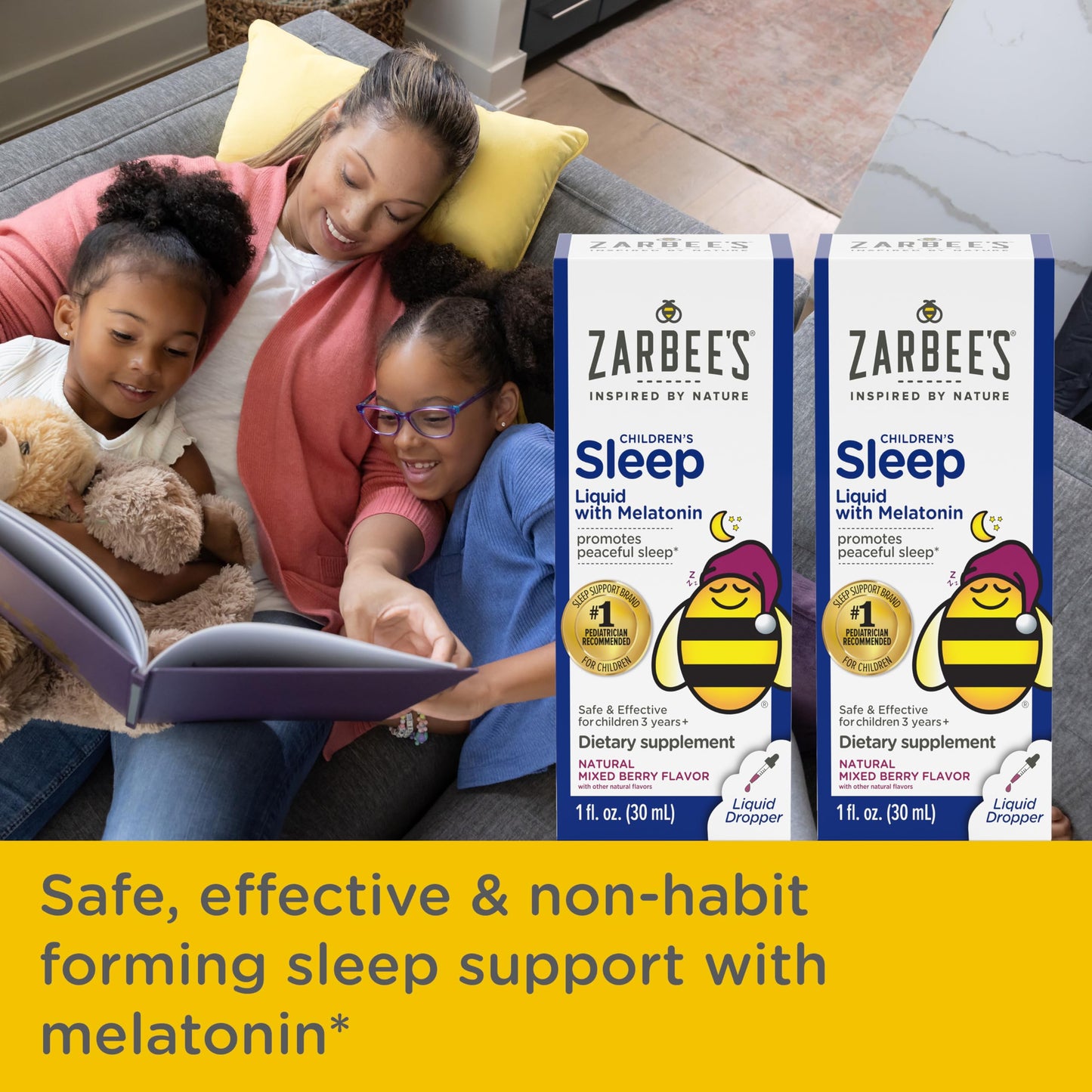 Zarbee's Kids Sleep Supplement Liquid with 1mg Melatonin; Drug-Free & Effective; Easy to Take Natural Berry Flavor for Children Ages 3 and Up; 1 Fl Oz Bottle