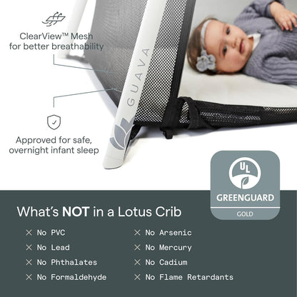 Guava Lotus Travel Crib with Lightweight Backpack Design | Certified Baby Safe Portable Crib | Folding Play Yard with Comfy Mattress for Babies & Toddlers | Compact Baby Travel Bed
