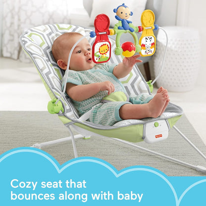 Fisher-Price Baby's Bouncer Geo Meadow, Portable Infant Soothing and Play seat with Toys and Vibrations