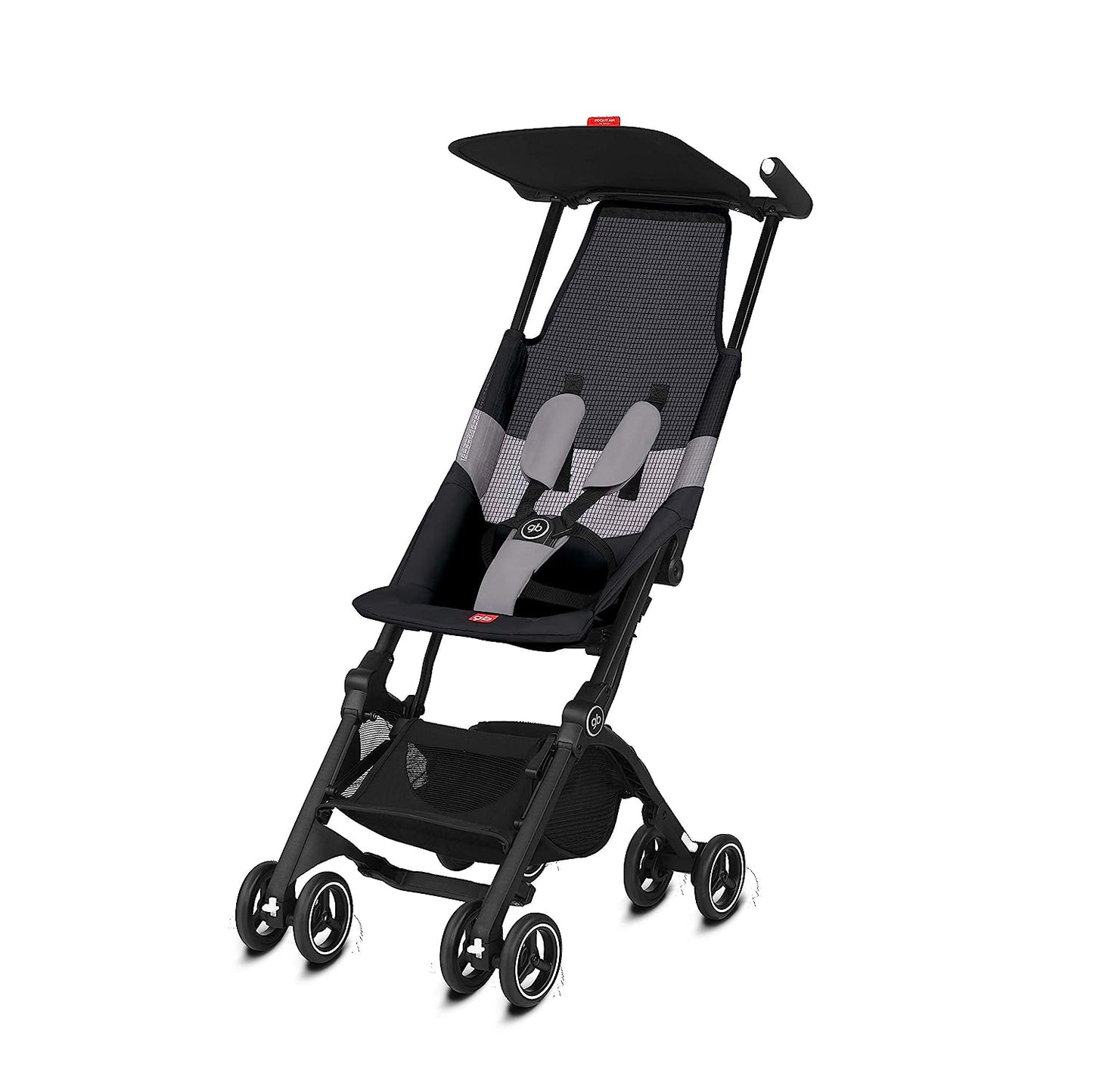 gb Pockit+ All-Terrain, Ultra Compact Lightweight Travel Stroller with Canopy and Reclining Seat in Velvet Black
