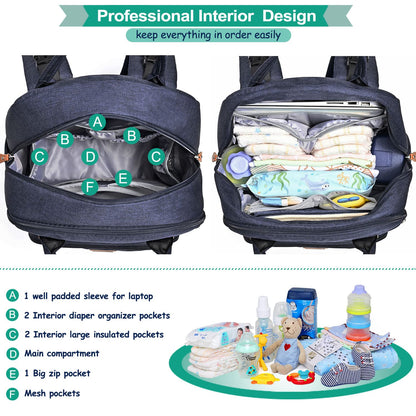 Diaper Bag Backpack, Unisex Baby Changing Bags with Changing pad, Insulated Pockets & Pacifier Holder for Boys Girls, WELAVILA Large Multifunction Travel Back Pack for Mom & Dad, Army Green