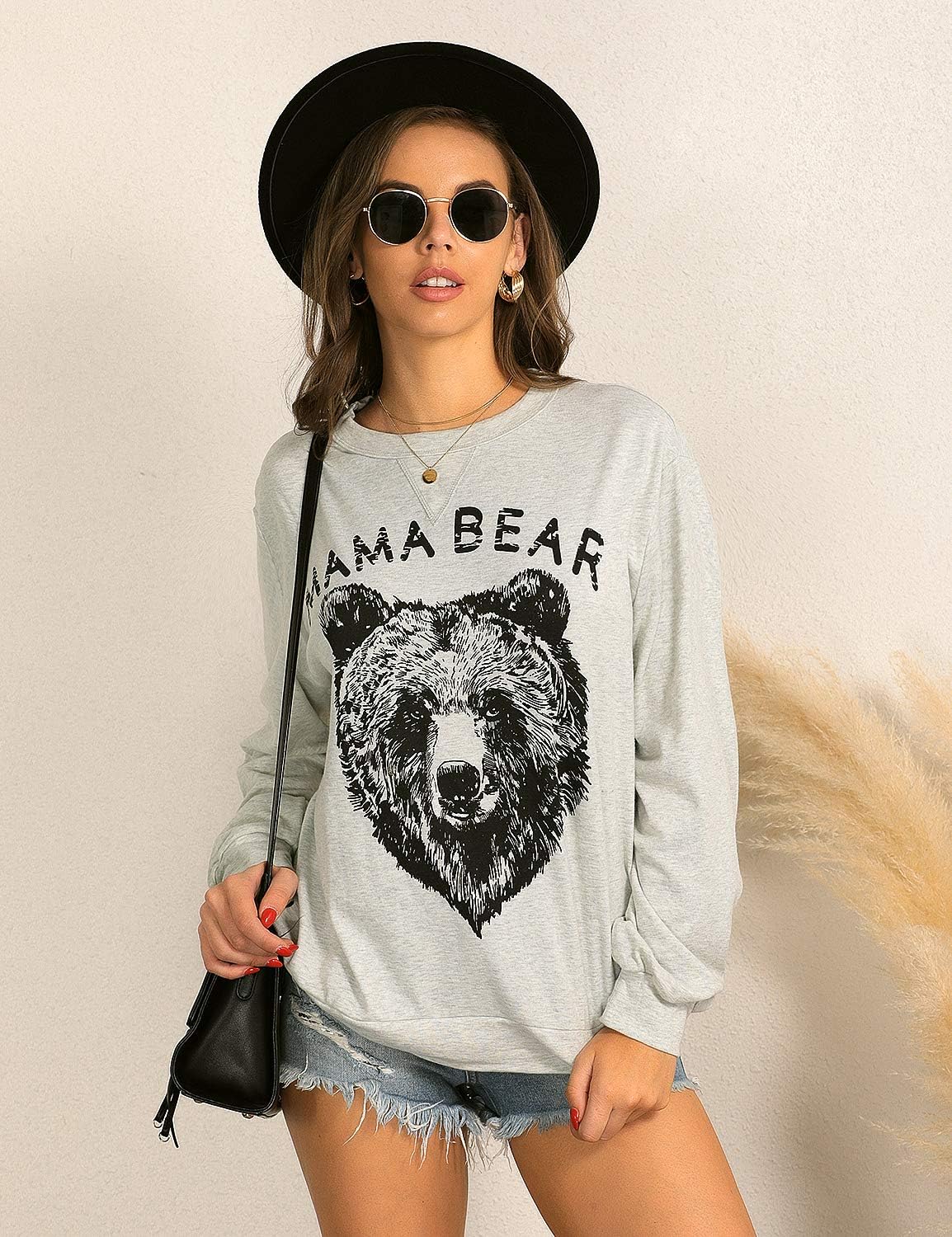 Blooming Jelly Womens Mama Bear Sweatshirt Crewneck Loose Fit Cute Long Sleeve Tops Graphic Fall Outfits Winter Clothes