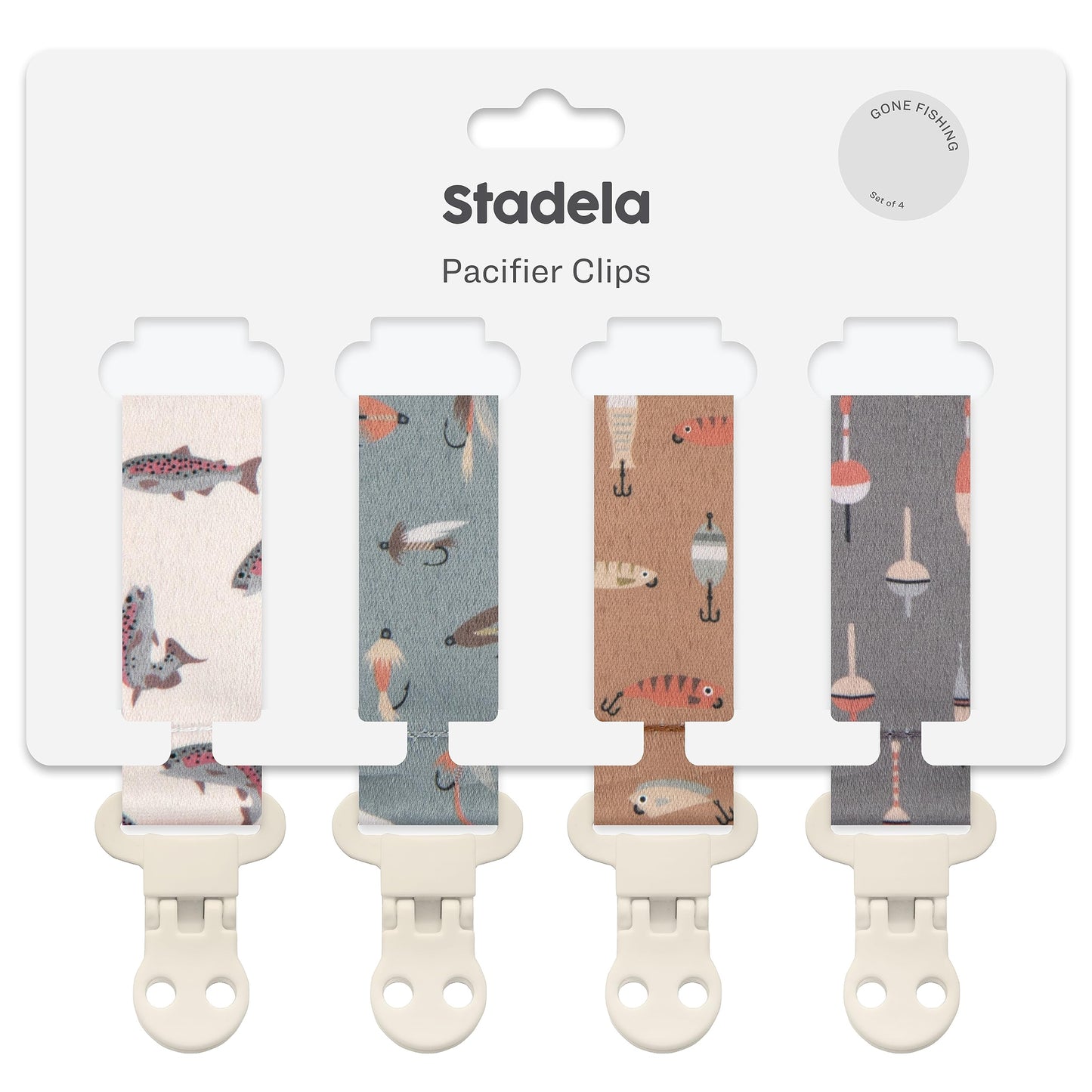Stadela Baby Pacifier Clip Leash Soothie Holder Unisex for Girl or Boy 4 Pack Gift Set Universal Fit (Luna)