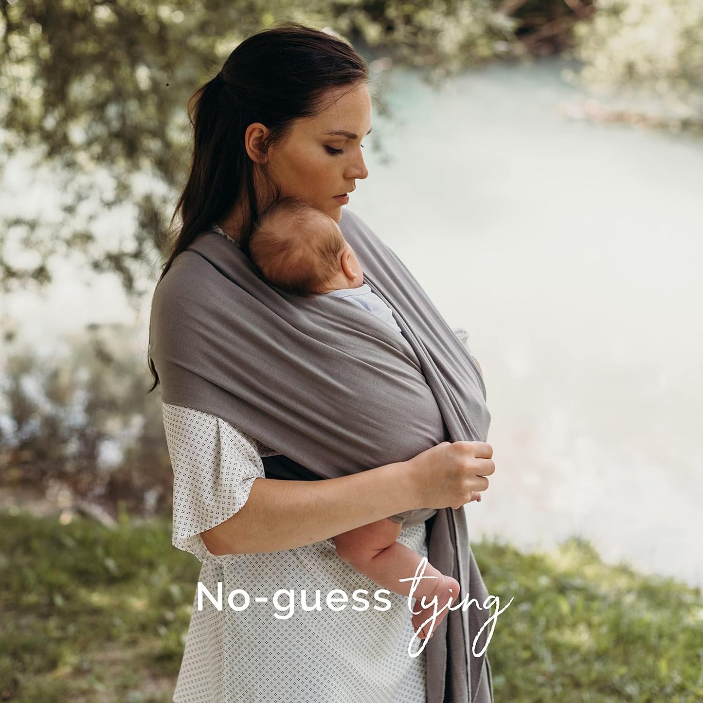 Boba Baby Wrap Carrier - Original Baby Carrier Wrap Sling for Newborns - Baby Wearing Essentials - Newborn Wrap Swaddle Holder, Newborn to Toddler Infant Sling (Grey)