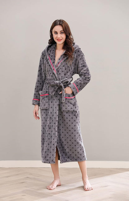 Richie House Women's Plush Soft Warm Fleece Bathrobe Robe RH1591