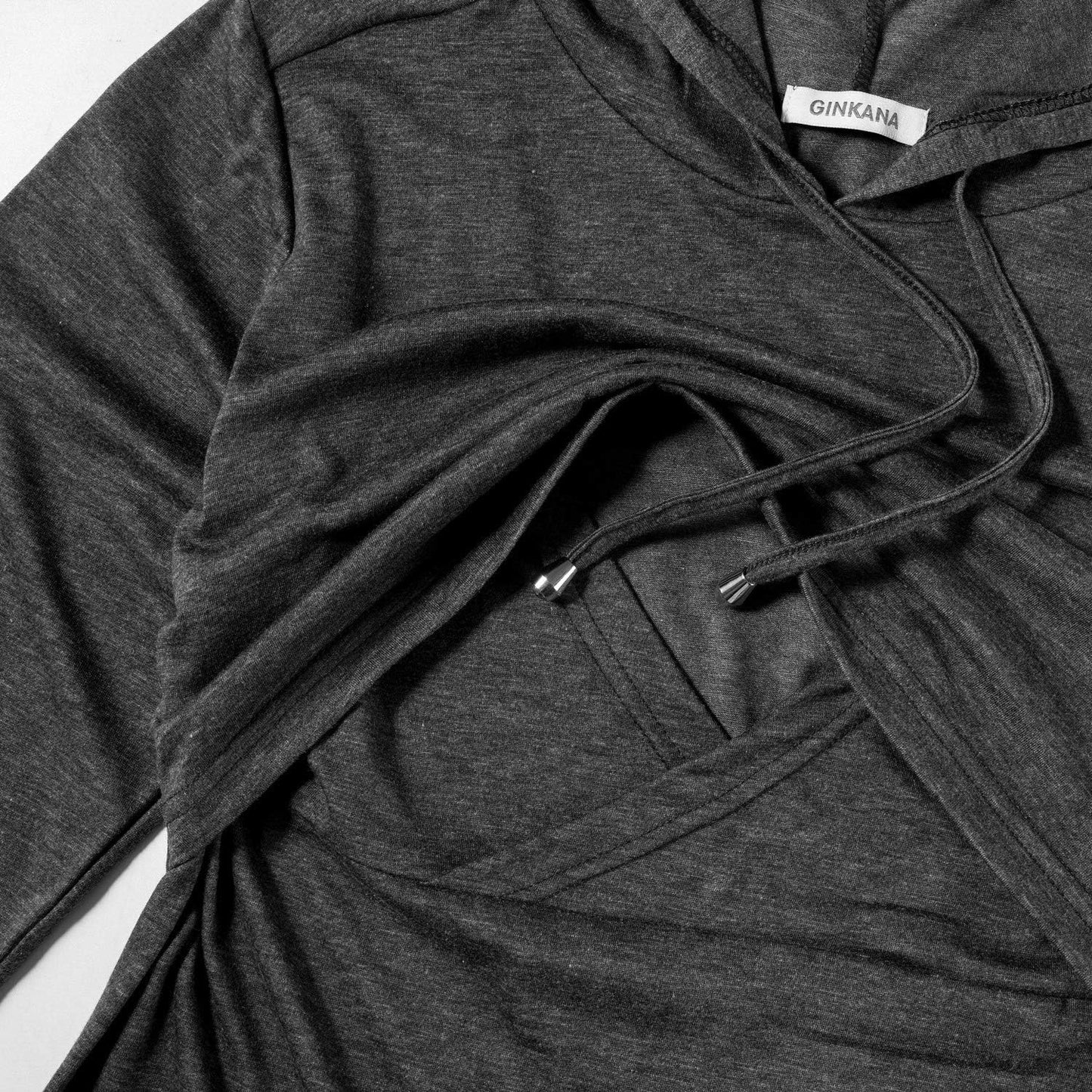 GINKANA Women's Nursing Hoodie Sweatshirt Long Sleeves Breastfeeding Maternity Tops Casual Clothes