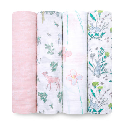 aden + anais Swaddle Blanket, Boutique Muslin Blankets for Girls & Boys, Baby Receiving Swaddles, Ideal Newborn & Infant Swaddling Set, Perfect Shower Gifts, 4 Pack, Sunrise
