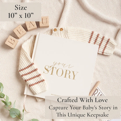 Baby Memory Book New Mom Gift - Your Story - Baby Record Book & Photo Album - Gift for Newborn Baby Boy & Girl, Great For Baby Showers (Cream)
