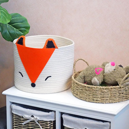 T&T Homewares Orange Fox Storage Basket - Medium, Multipurpose for Baby Diapers, Laundry, Kids Room, Dog/Cat Toys - Ideal for Woodland Nursery Decor & Organizing