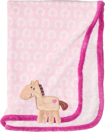 Hudson Baby Unisex Baby Plush Mink and Sherpa Blanket, Girl Forest, One Size