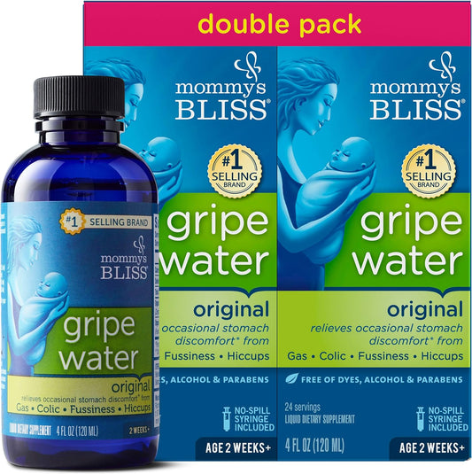 Mommy's Bliss Original Gripe Water, Infant Gas and Colic Relief, Gentle & Safe, 2 Weeks+, 4 Fl Oz (Pack of 2)