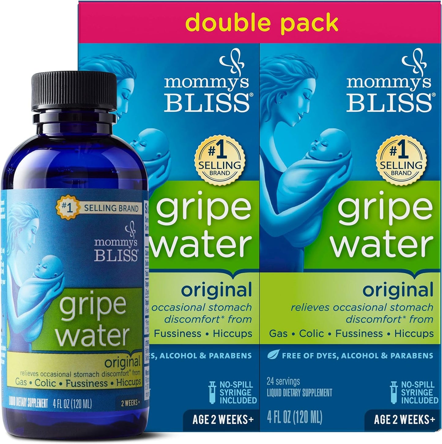 Mommy's Bliss Original Gripe Water, Infant Gas and Colic Relief, Gentle & Safe, 2 Weeks+, 4 Fl Oz (Pack of 2)