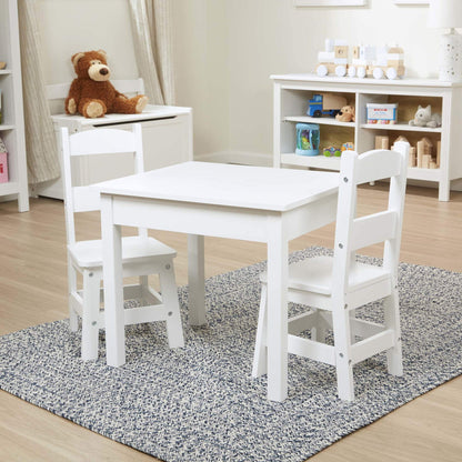 Melissa & Doug Solid Wood Table and 2 Chairs Set - Light Finish Furniture for Playroom,Blonde