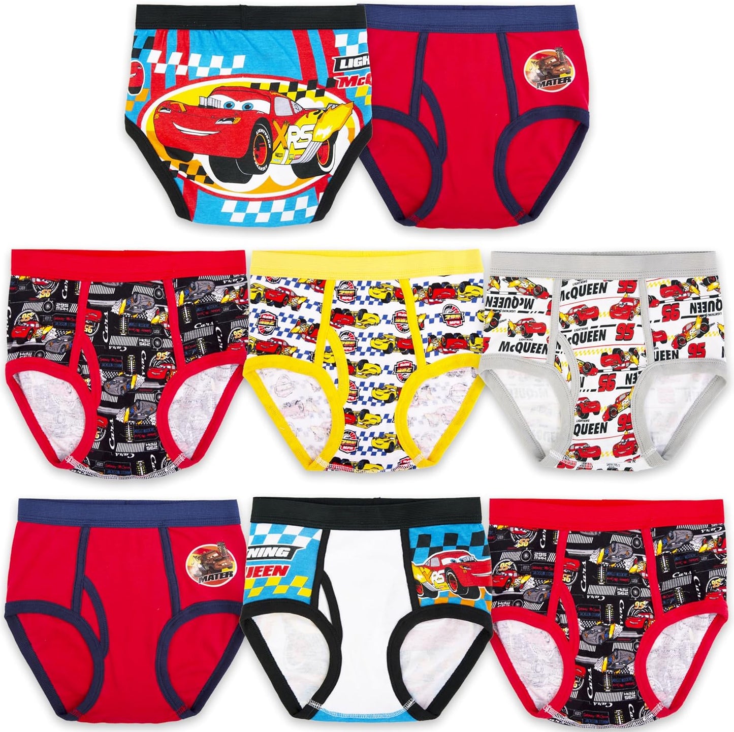 Disney Boys' Pixar Cars 100% Cotton Underwear with Lightning McQueen, Mater, Cruz & More Sizes 18m, 2/3t, 4t, 4, 6 and 8