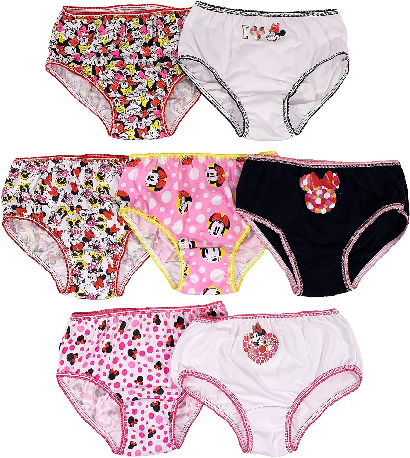 Disney Girls' Minnie Mouse Underwear Multipacks with Assorted Prints in Sizes 2/3t, 4t, 4, 6, 8 and 10