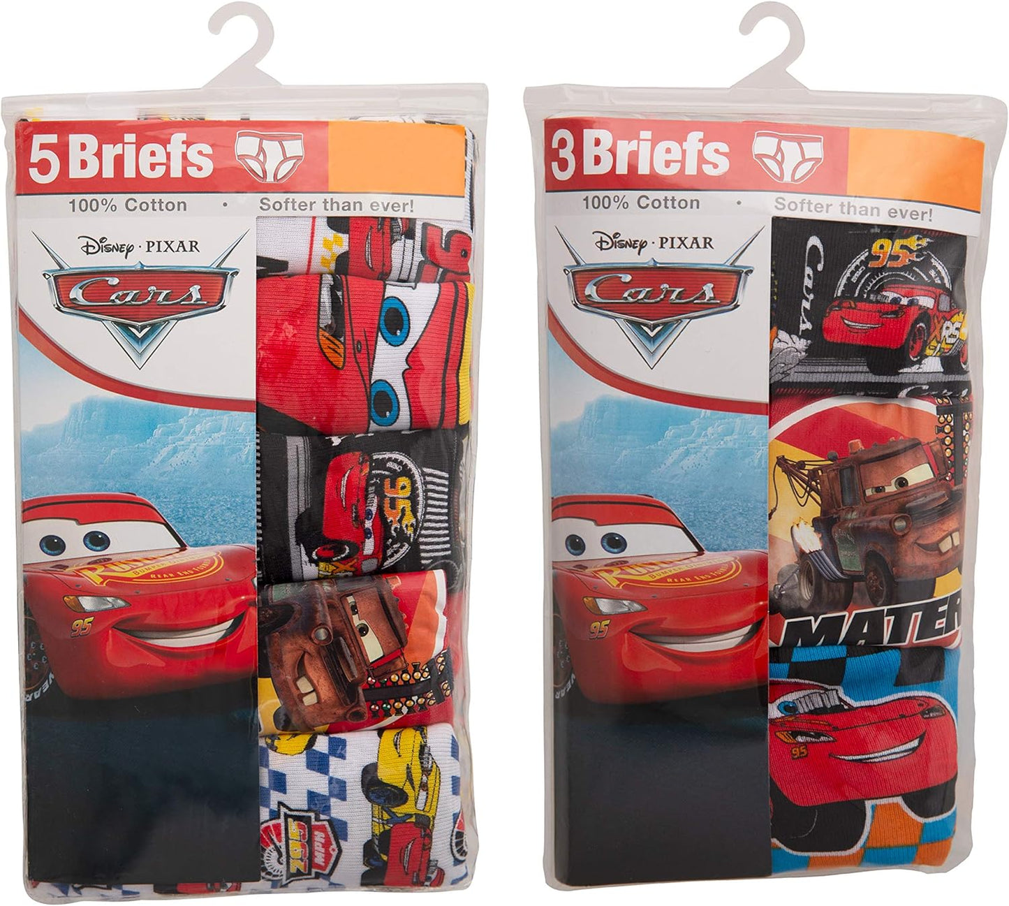 Disney Boys' Pixar Cars 100% Cotton Underwear with Lightning McQueen, Mater, Cruz & More Sizes 18m, 2/3t, 4t, 4, 6 and 8
