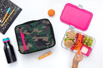 PackIt Freezable Classic Lunch Box, Rainbow Sky, Built with EcoFreeze Technology, Collapsible, Reusable, Zip Closure With Zip Front Pocket and Buckle Handle, Perfect for School Lunches
