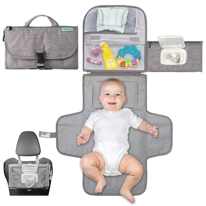Kopi Baby Portable Diaper Changing Pad - Baby Changing Pad & Diaper Changer Travel Bag, Smart Design Baby Changing Mat, Portable Changing Pad for Baby - Baby Changing Station, Infant Gift - Grey