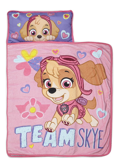 Paw Patrol We're A Team Toddler Nap-Mat Set - Includes Pillow and Fleece Blanket – Great for Girls or Boys Napping During Daycare or Preschool - Fits Toddlers