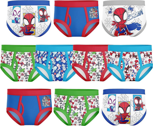 Boys' Toddler Spiderman and Superhero Friends 100% Combed Cotton Underwear Multipacks with Iron Man, Hulk & More