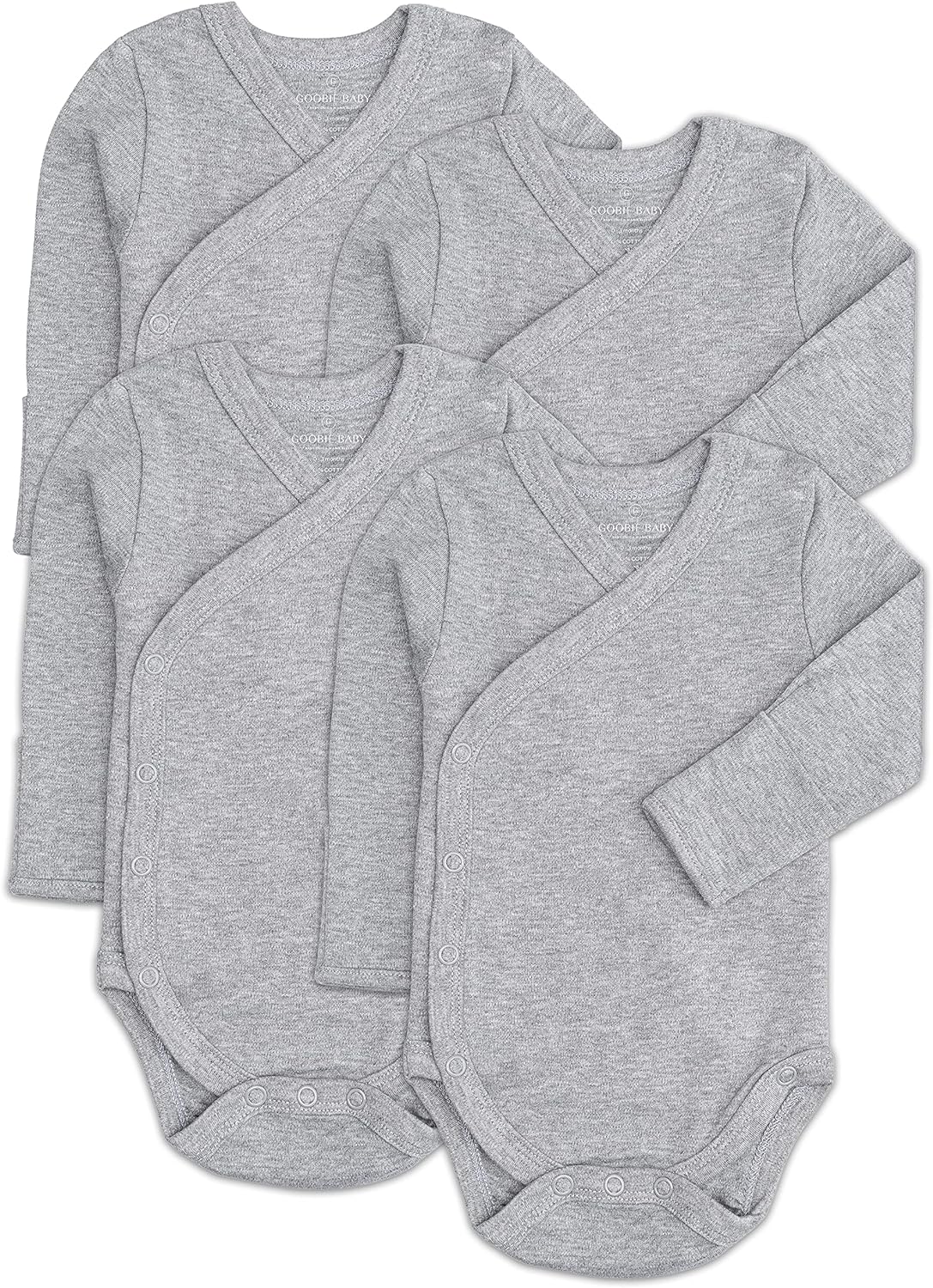 Baby Side Snap Bodysuit Set, 100% Cotton Boy Girl Unisex Kimono Onesie, 4 Pack