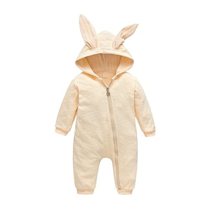 Simplee kids Animal Bunny Baby Easter Romper Long Ear Rabbit Hoodie Romper Jumpsuit with Zipper