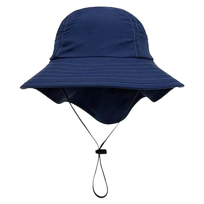 Muryobao Kids Girls Boys Sun Hat Summer UPF 50+ Protection Caps Wide Brim Neck Flap Beach Play Hats Age 1-7 Years