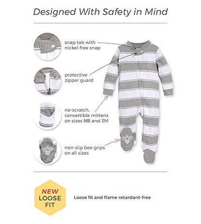 Burt's Bees Baby baby-boys Sleep and Play Pjs, 100% Organic Cotton One-piece Zip Front Romper Jumpsuit Pajamas