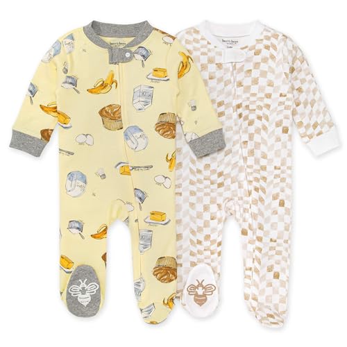 Burt's Bees Baby baby-boys Sleep and Play Pjs, 100% Organic Cotton One-piece Zip Front Romper Jumpsuit Pajamas