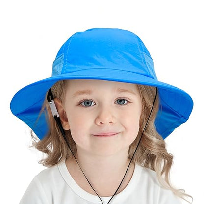 Muryobao Kids Girls Boys Sun Hat Summer UPF 50+ Protection Caps Wide Brim Neck Flap Beach Play Hats Age 1-7 Years