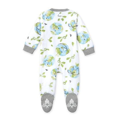 Burt's Bees Baby baby-boys Sleep and Play Pjs, 100% Organic Cotton One-piece Zip Front Romper Jumpsuit Pajamas