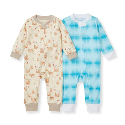 Burt's Bees Baby baby-boys Sleep and Play Pjs, 100% Organic Cotton One-piece Zip Front Romper Jumpsuit Pajamas