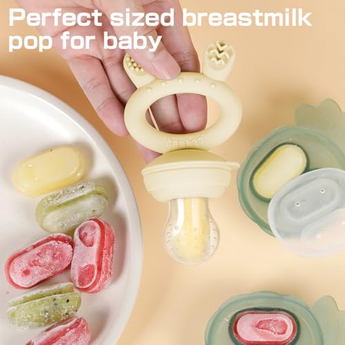 Haakaa Baby Fresh Fruit Food Feeder|Breastmilk Popsicle Mold for Baby Cooling Relief|Silicone Feeder with Pouch Cover for Milk Freezing,BPA Free Baby Feeder for Infant Safely Self Feeding (Steel Blue)