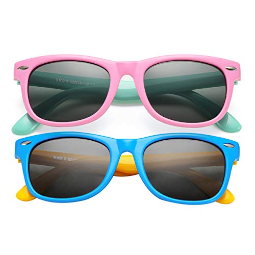 COASION Kids Polarized Sunglasses TPEE Rubber Flexible Shades for Girls Boys Age 3-9