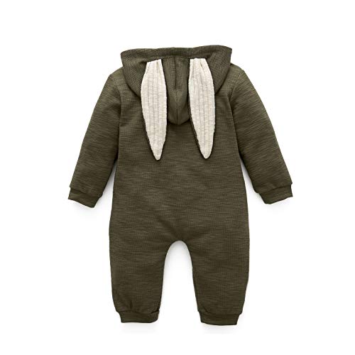 Simplee kids Animal Bunny Baby Easter Romper Long Ear Rabbit Hoodie Romper Jumpsuit with Zipper