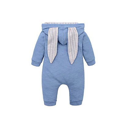 Simplee kids Animal Bunny Baby Easter Romper Long Ear Rabbit Hoodie Romper Jumpsuit with Zipper