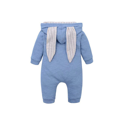 Simplee kids Animal Bunny Baby Easter Romper Long Ear Rabbit Hoodie Romper Jumpsuit with Zipper